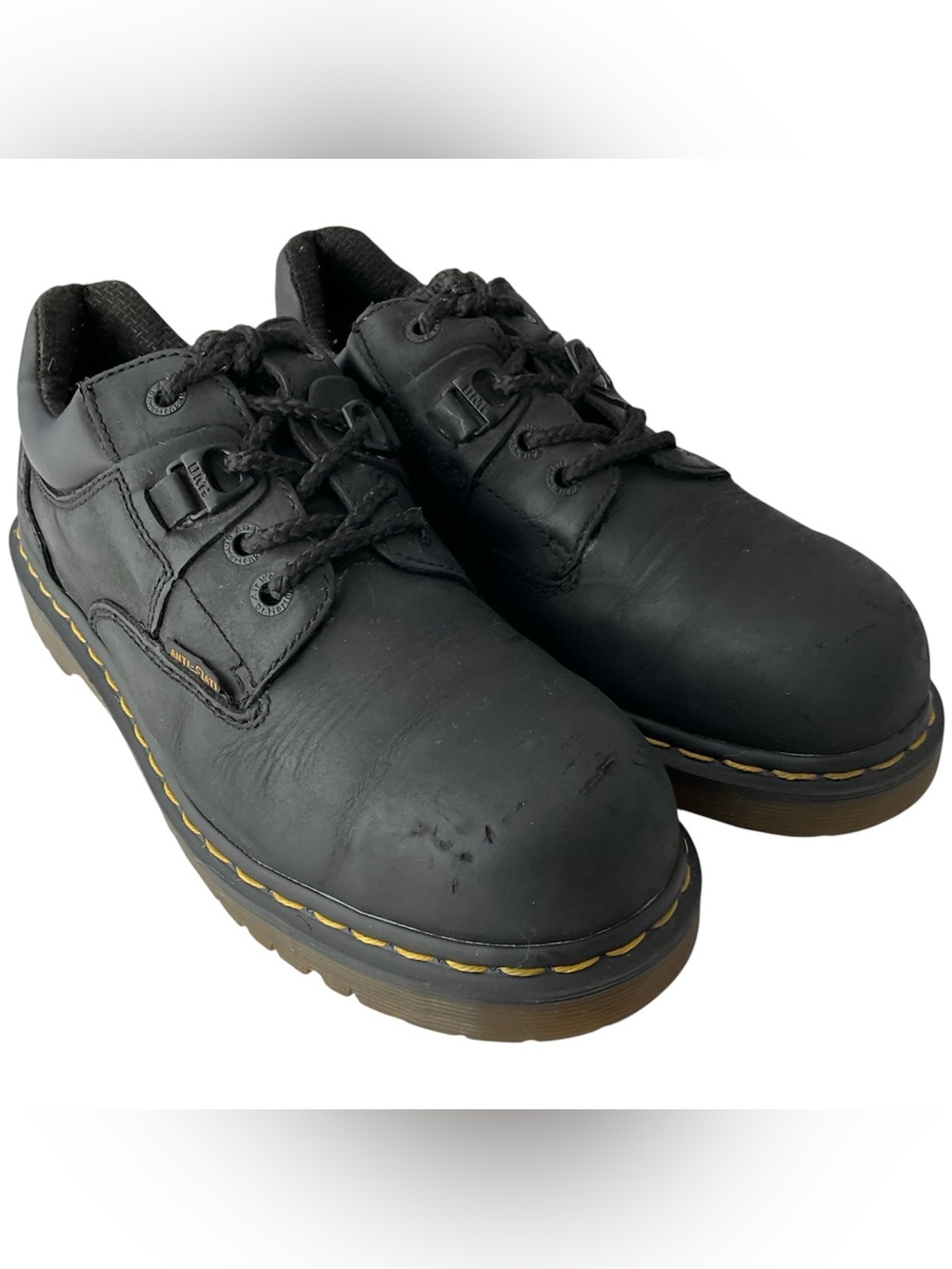 Dr. Martens Vintage ‘93 Steel Toe Black Leather Industrial Work Shoes Mens Sz 10
